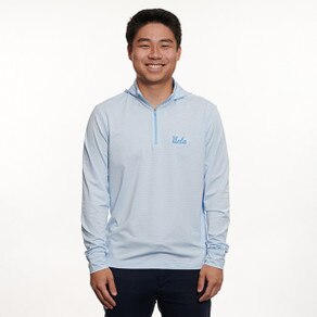 UCLA Hybrid Stripe Long Sleeve Hooded 1/4 Zip